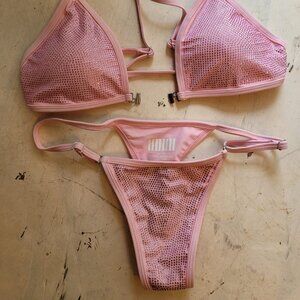 Used HOAH pink rhinestone bikini - quick release